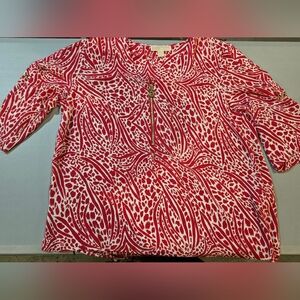 Michael Kors Red and White Patterned Blouse 3c37